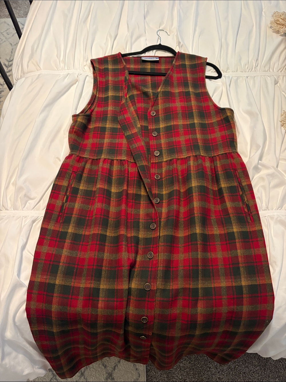 Pendleton Red and Green Plaid Button-Front Dress